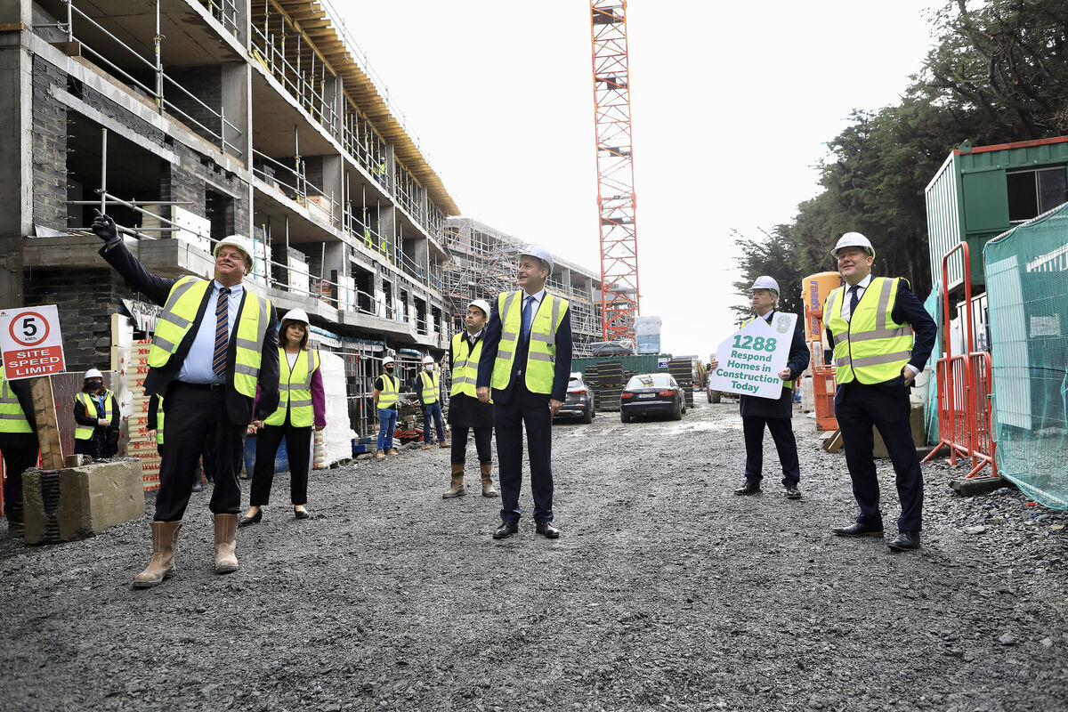 The Taoiseach (centre) visits a Respond housing development in Balgriffin with Minister Darragh O’Brien (right) in October last year. The Taoiseach (centre) visits a Respond housing development in Balgriffin with Minister Darragh O’Brien (right) in October last year.