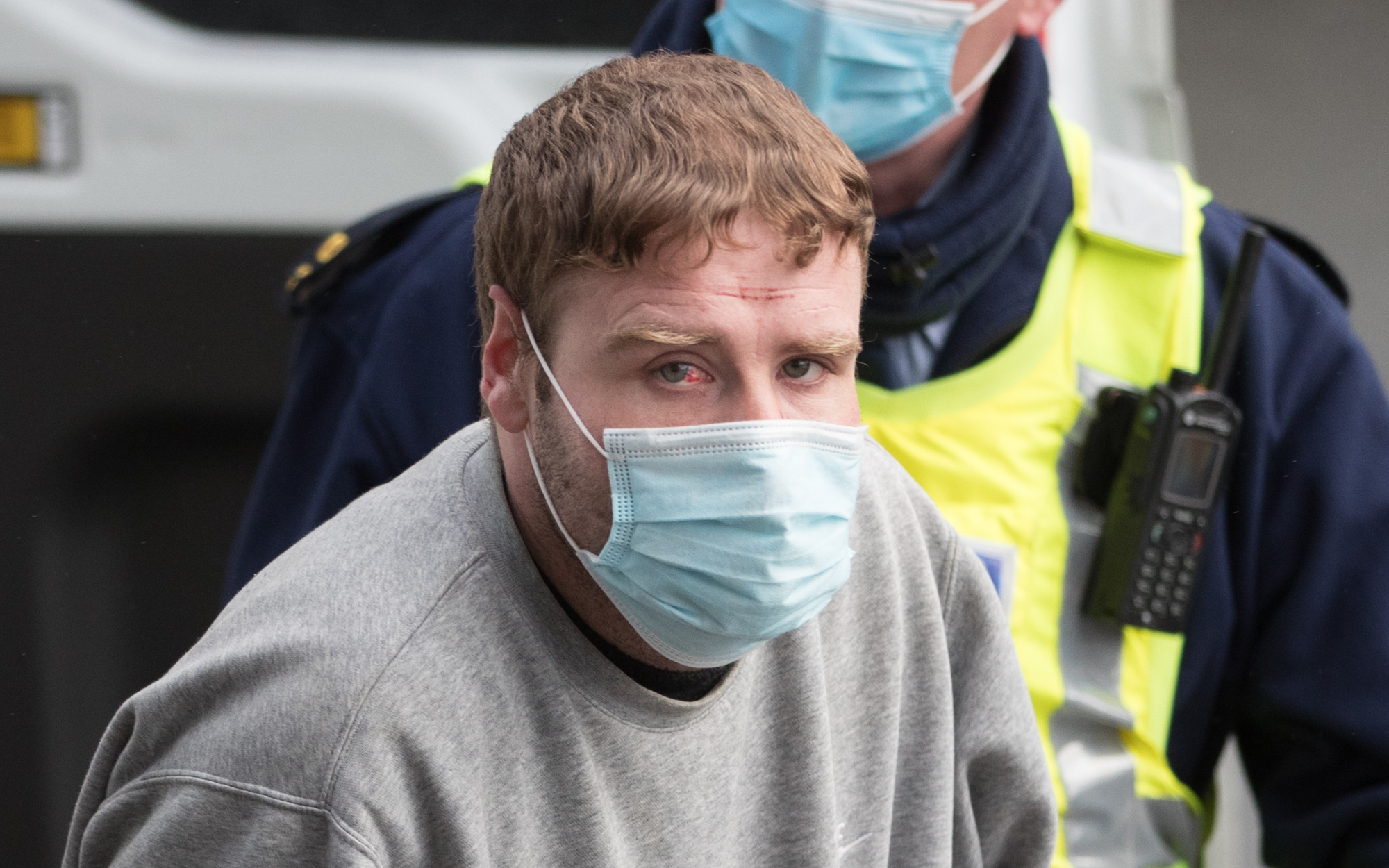  Patrick Ballard appearing at a special sitting of Ennis Court on Saturday afternoon, where he was charged with the assault causing harm to his girlfriend on Thursday.
