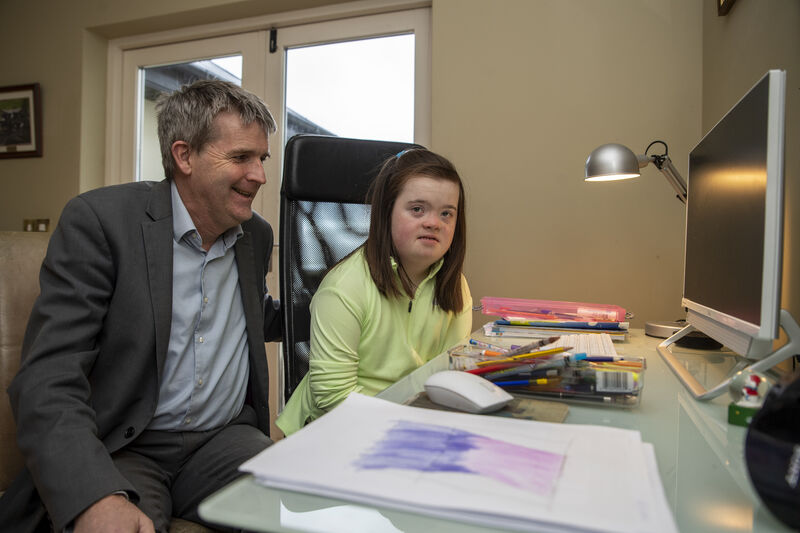  Risteard Pierse homeschooling his daughter Sophie-Mai during the lockdown in Tralee.