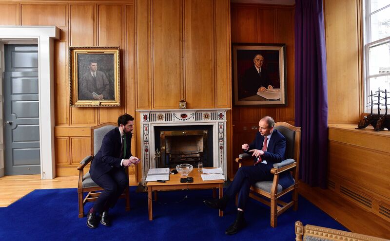 The Taoiseach Micheál Martin in his office at Government Buildings speaking to Daniel McConnell. Photograph Moya Nolan The Taoiseach Micheál Martin in his office at Government Buildings speaking to Daniel McConnell. Photograph Moya Nolan