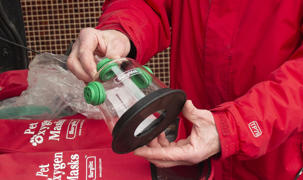 Animal recovery oxygen masks come in three sizes and are designed to fit snugly and comfortably over the snout of a large dog or over the face of a small kitten. Picture Dan Linehan