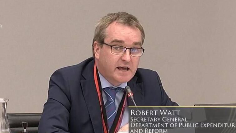 Robert Watt is currently paid €211,000 a year, or €4,057 a week, as a top-tier secretary-general but stands to benefit from an €81,000 salary increase. Picture: Oireachtas TV/PA Wire Robert Watt is currently paid €211,000 a year, or €4,057 a week, as a top-tier secretary-general but stands to benefit from an €81,000 salary increase. Picture: Oireachtas TV/PA Wire
