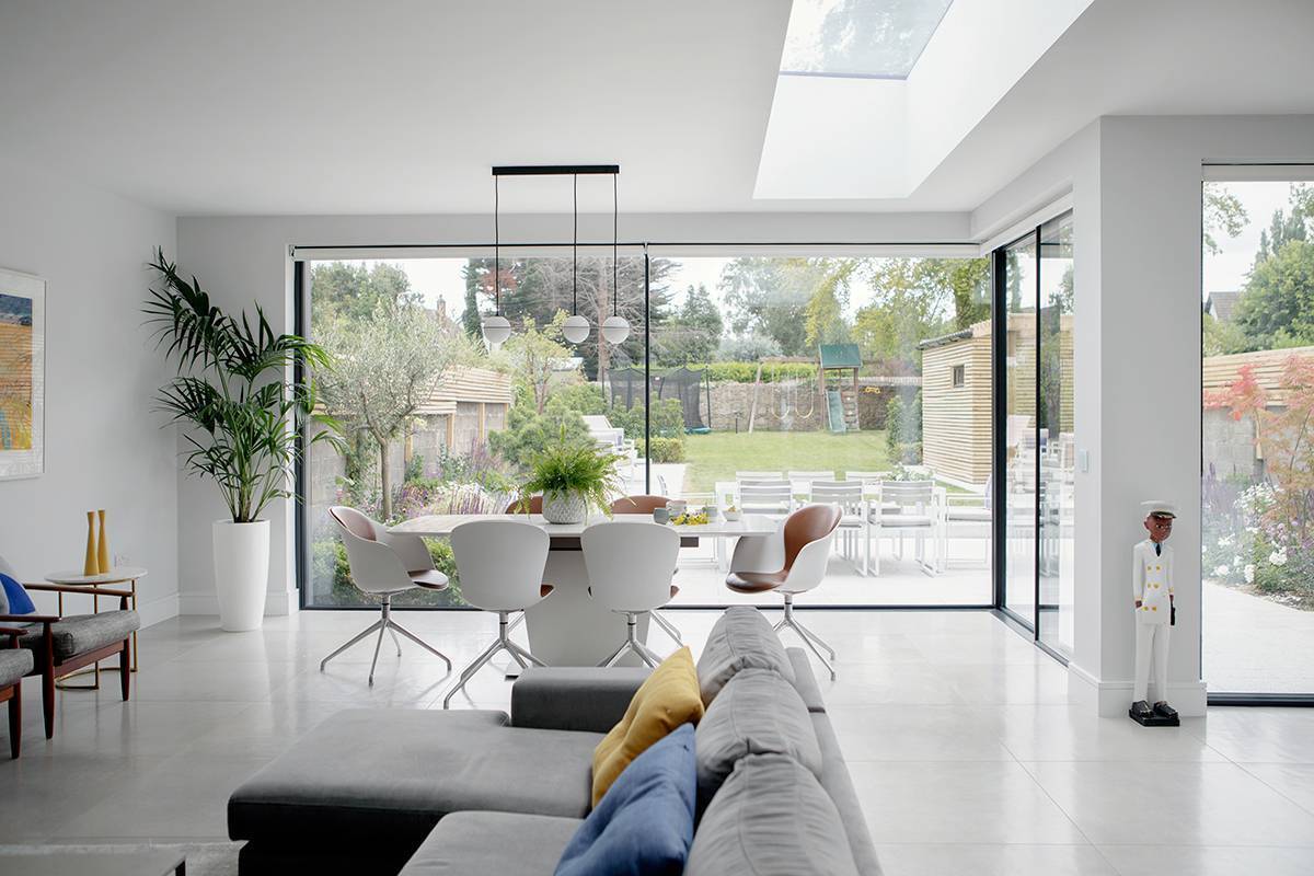 An open-plan contemporary living and dining space, by Optimise Home. Picture: Ruth Maria Murphy