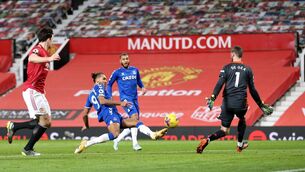 <p>LATE DRAMA: Everton's Dominic Calvert-Lewin dramatically denies Man Utd the three Premier League points on offer at Old Trafford by stabbing home a 95th-minute equaliser. </p>