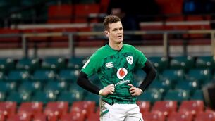 <p>Ireland's Billy Burns dejected after the game</p>