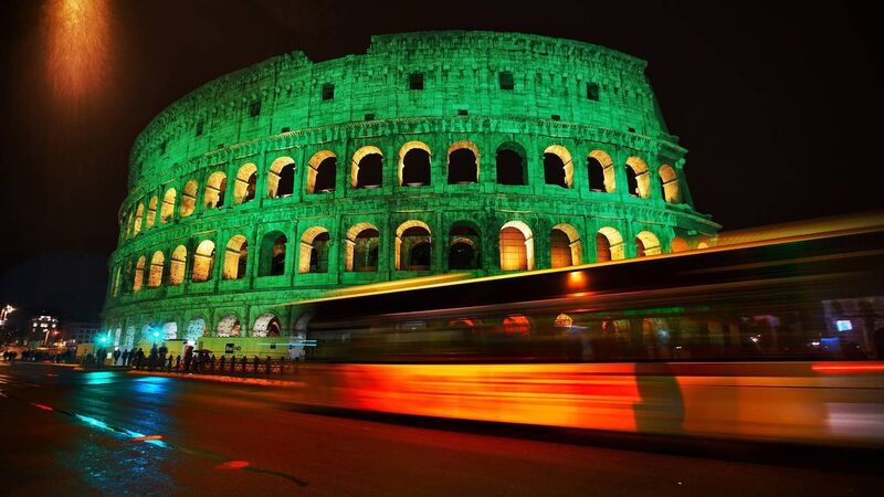 Global Greening of the Colosseum for Patrick's Day.