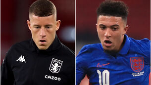 <p>Ross Barkley and Jadon Sancho (Naomi Baker/Mike Egerton/PA)</p>