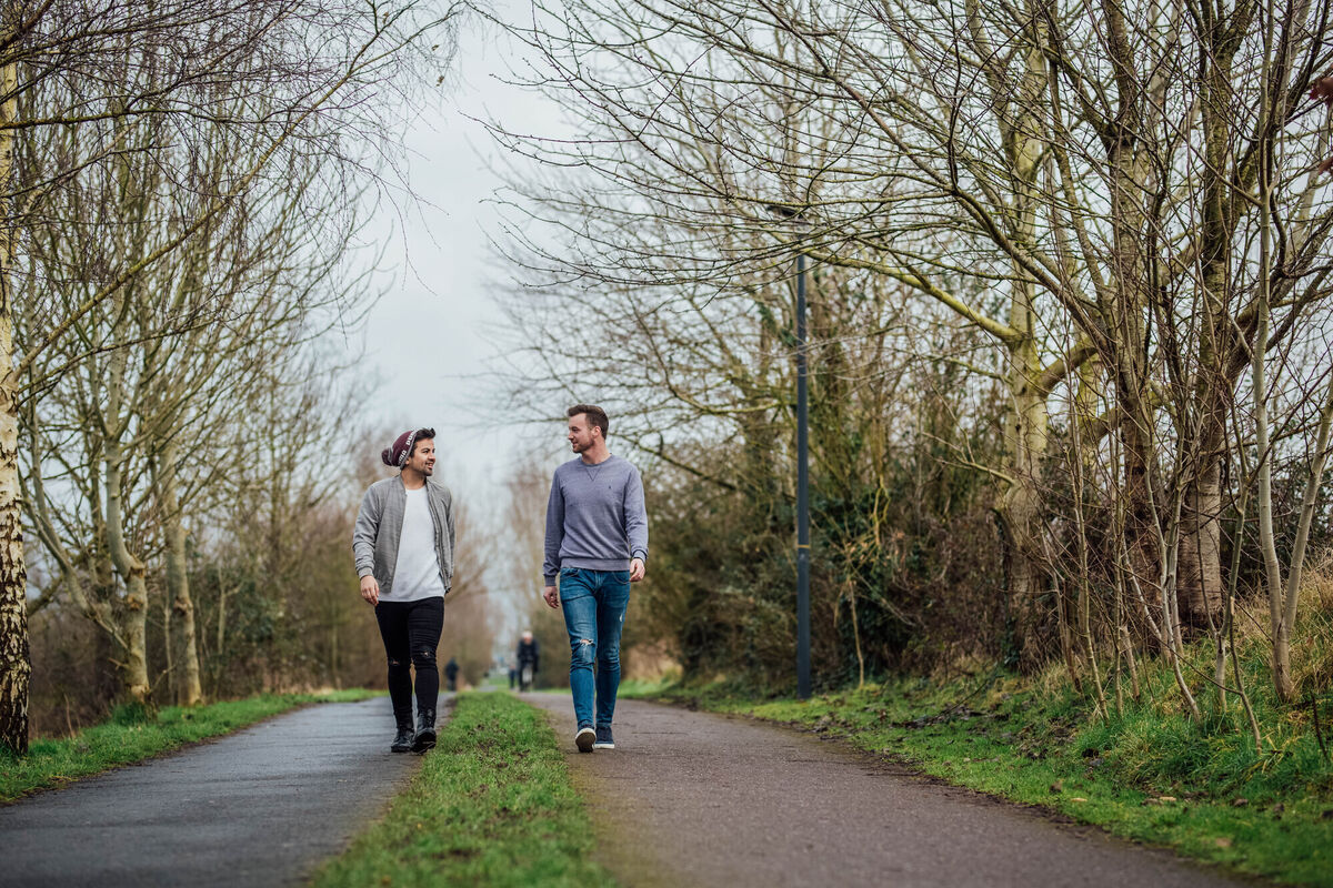  Nick Dunne and James Hanafin have spent their four months together with walking dates in the park and board games. Picture: Brian Arthur