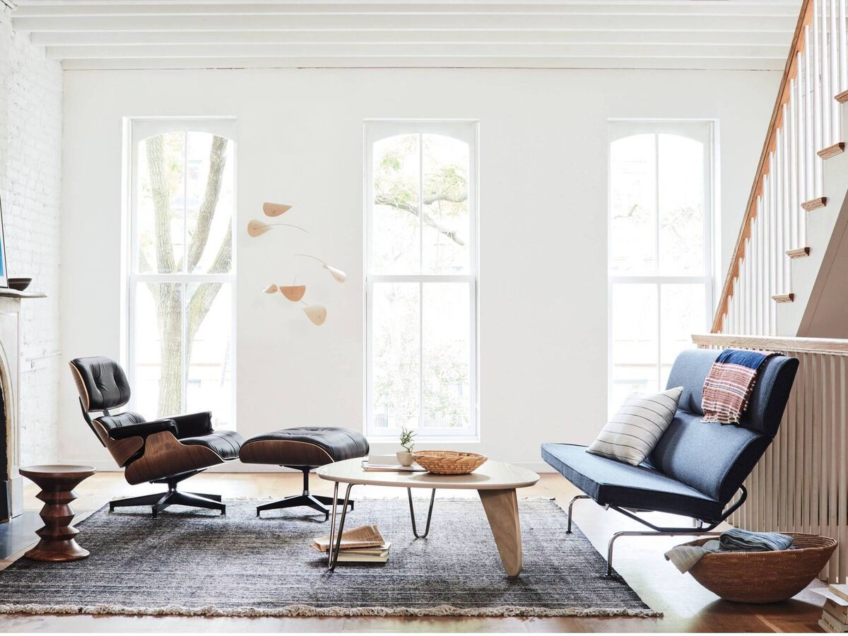 A collection of Eames furnishings manufactured by Herman Miller.