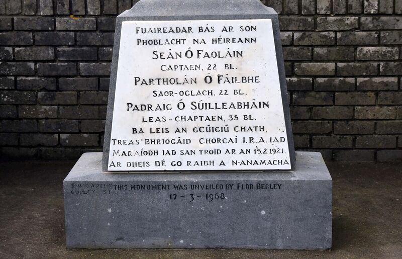 Some of the names of the volunteers who died in the Upton Railway Ambush in 1921. Picture: Denis Minihane Some of the names of the volunteers who died in the Upton Railway Ambush in 1921. Picture: Denis Minihane