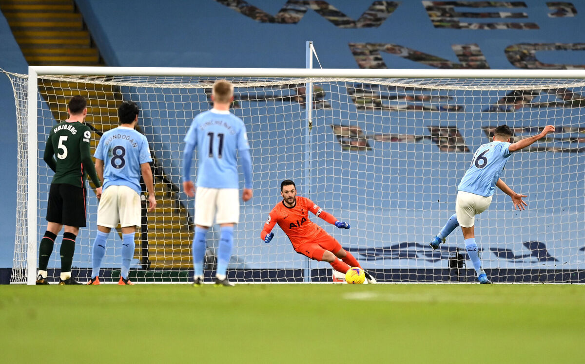 Manchester City's Rodri opens the scoring from the penalty spot. Picture: Shaun Botterill