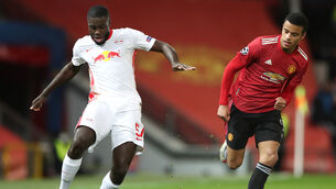 <p>Dayot Upamecano, left, has signed for Bayern Munich (Nick Potts/PA)</p>