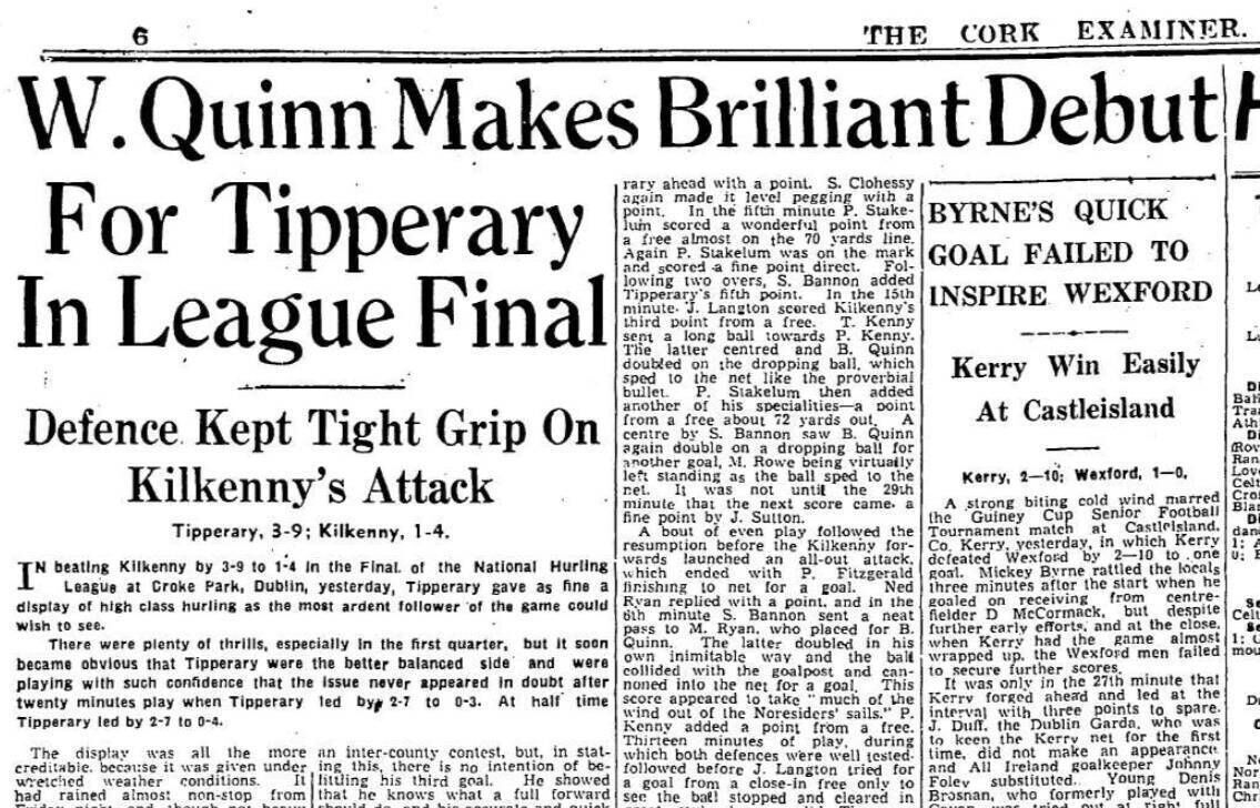 Clipping from Cork Examiner, 1954 Clipping from Cork Examiner, 1954