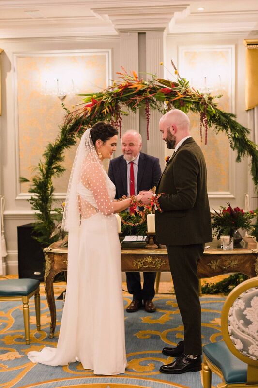 Neasa O'Connor and Jack Collins with celebrant Seamus de Burca. Pictures: Magda Lukas Neasa O'Connor and Jack Collins with celebrant Seamus de Burca. Pictures: Magda Lukas