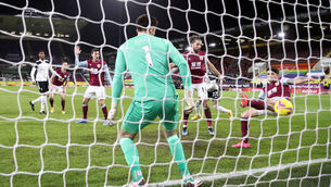 <p>Robbie Brady failed to clear off the line as Fulham’s Ola Aina (second right) scored the opening goal. Picture: Carl Recine/PA</p>
