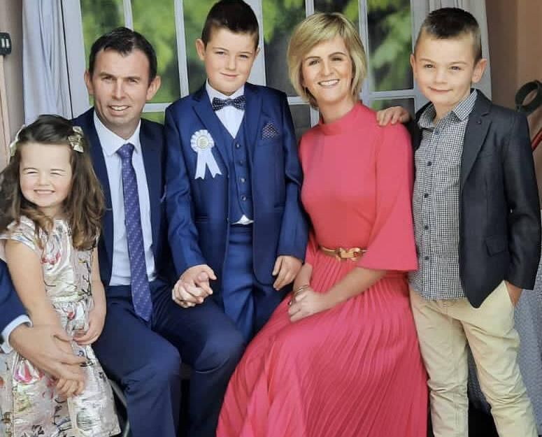 Niall O'Sullivan (second from left) who suffered multiple broken bones and other serious internal injuries in an accident at home, described Air Ambulance staff who helped him that day as "brilliant". Photo: Neil Michael