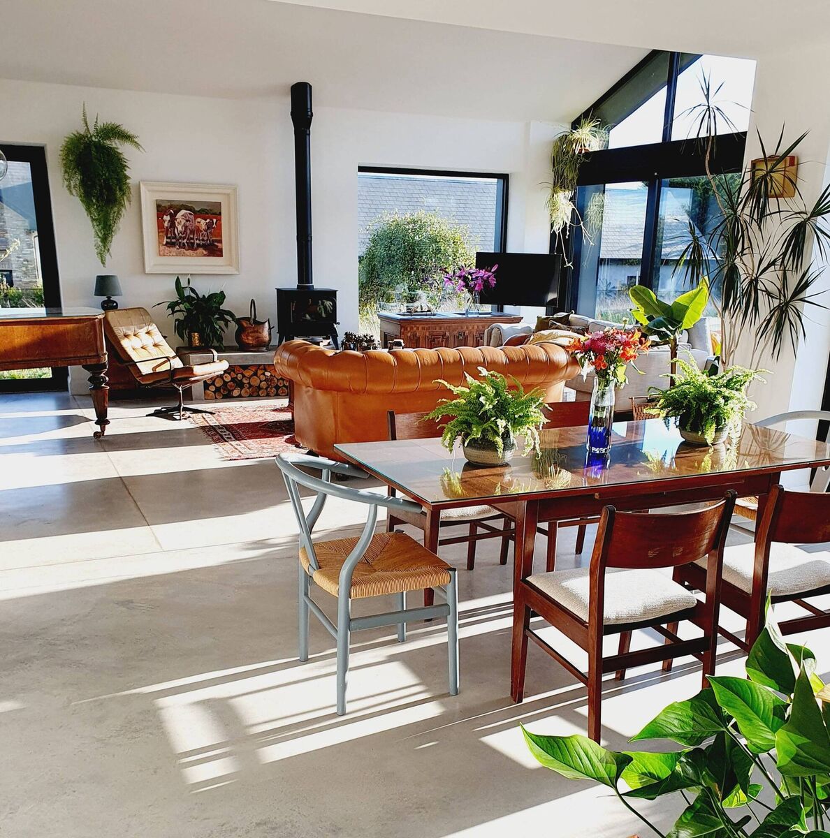 The light-filled living area.