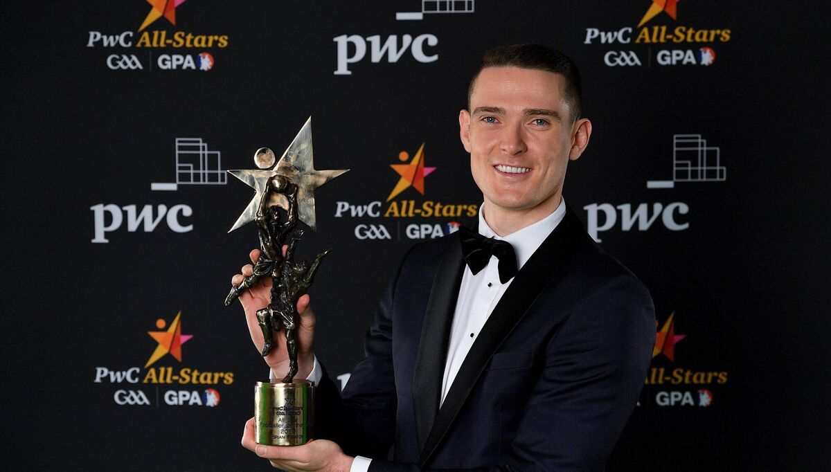 Brian Fenton of Dublin with his PwC GAA/GPA Footballer of the Year award for 2020. Photo by Brendan Moran/Sportsfile