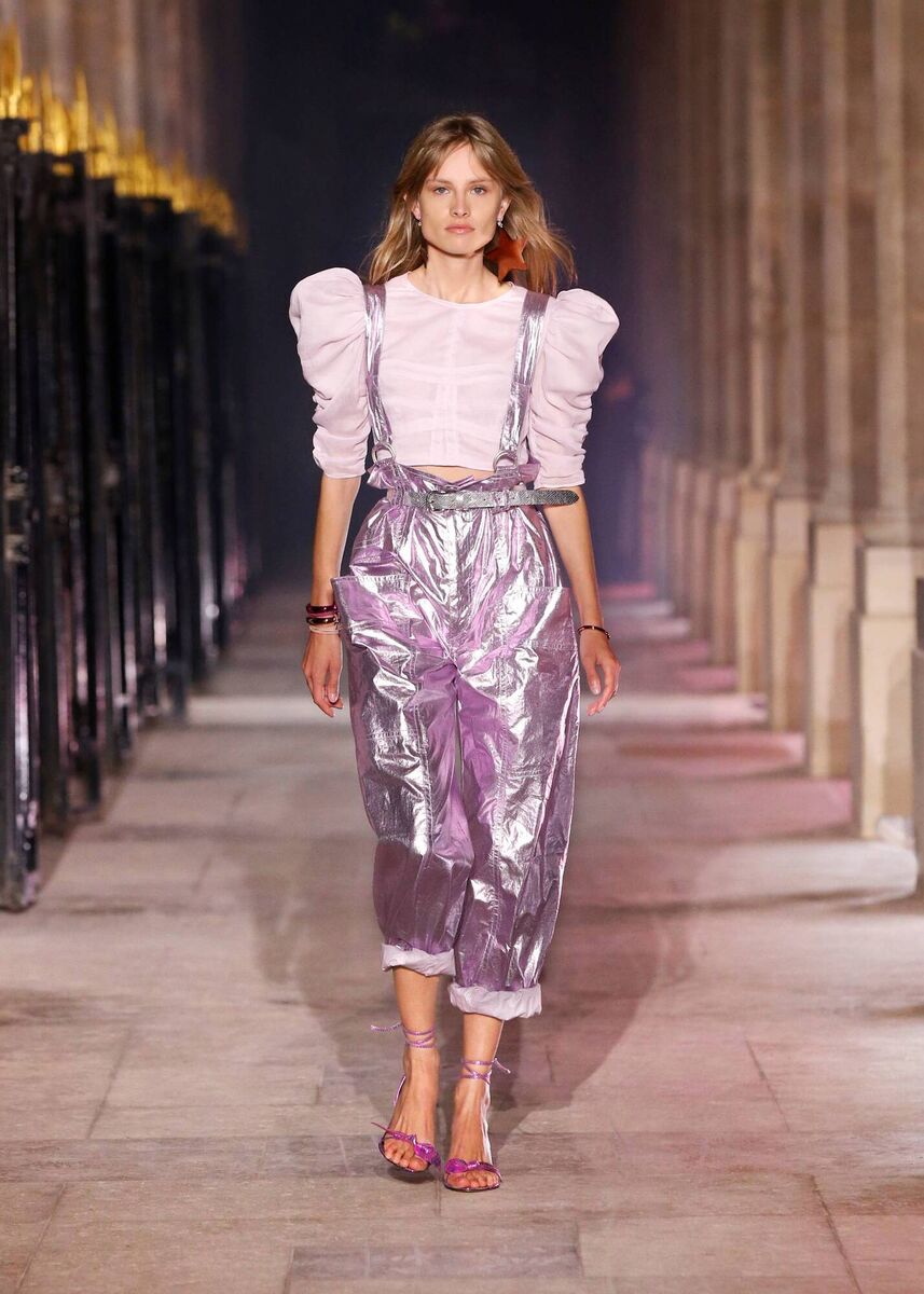 Top €490, metallic trousers €590, Isabel Marant at Brown Thomas