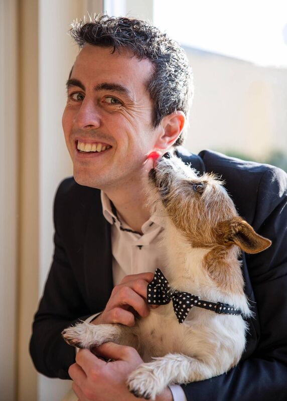 Groom Jason Kiernan with Nipper Groom Jason Kiernan with Nipper