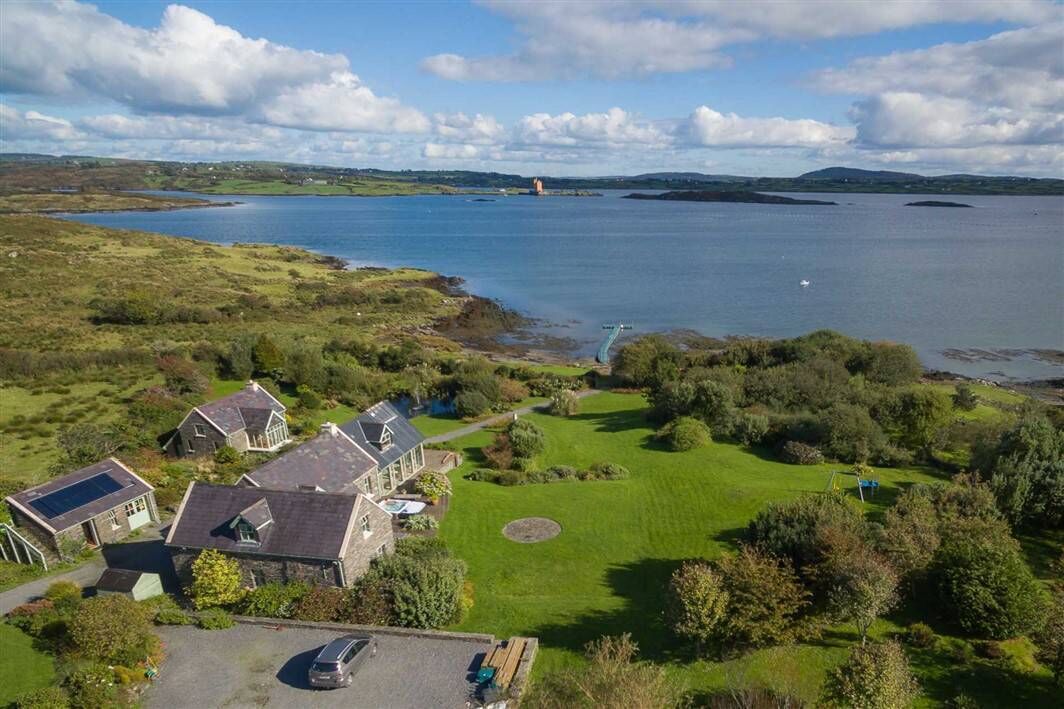Millionaire's Row? Glaisin Ailinn Foilnamuck sold for c €1.45m. It's next door to actor Saoirse Ronan's new West Cork holiday home purchase (not in photo), which she bought in 2020 for c €800,0000 via agents James Lyons O'Keeffe. In the distance across Roaringwater Bay is fellow actor Jeremy Irons' Kilcoe Castle 