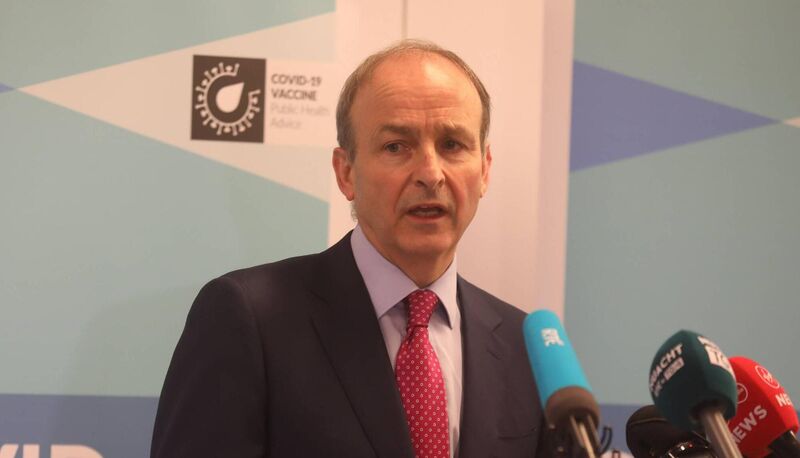 Taoiseach Micheál Martin visits the Ballybrit Vaccination Centre in Galway where the Covid-19 vaccine is currently being provided to healthcare workers. Picture: Aengus McMahon