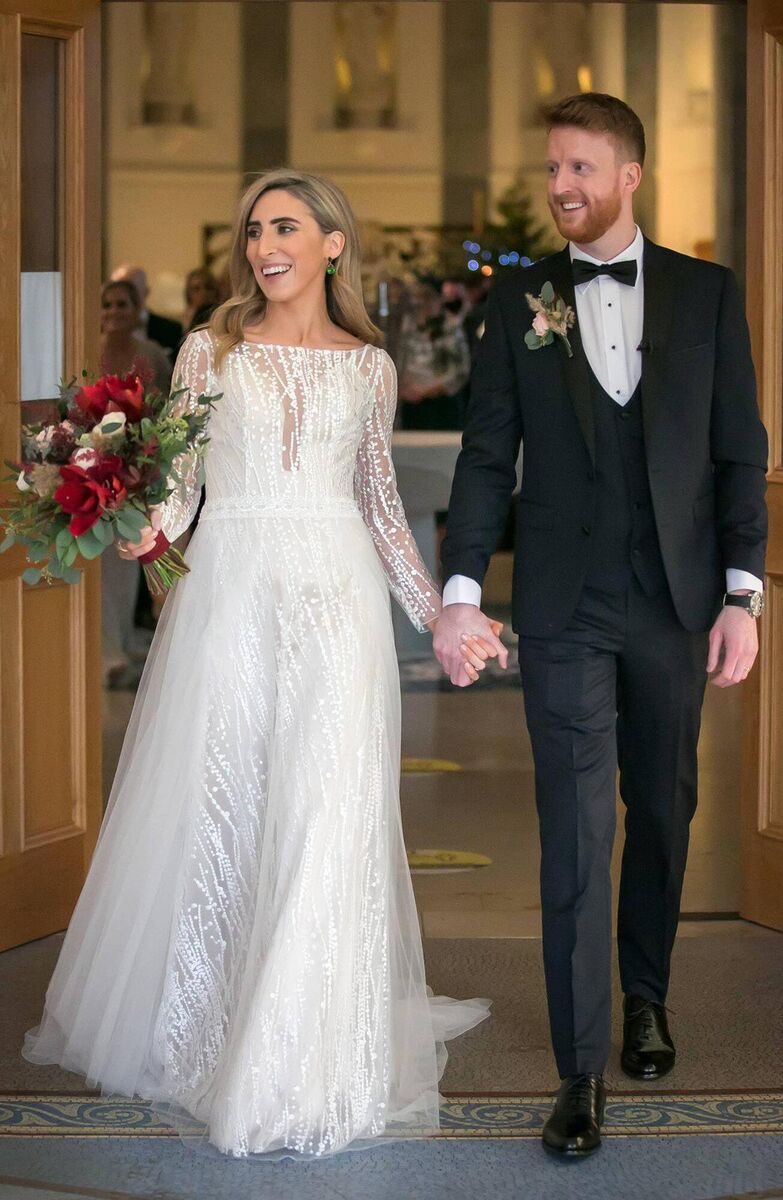 Linda Kelly and Niall Morrissey. Linda's dress was from Brummel &amp; Co, Athlone, and Niall's suit was from O’Brien’s Menswear, Longford