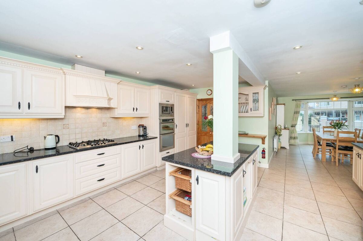 The open-plan kitchen/dining/living area.