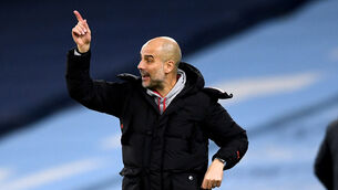 <p>Pep Guardiola was not happy with VAR (Gareth Copley/PA)</p>