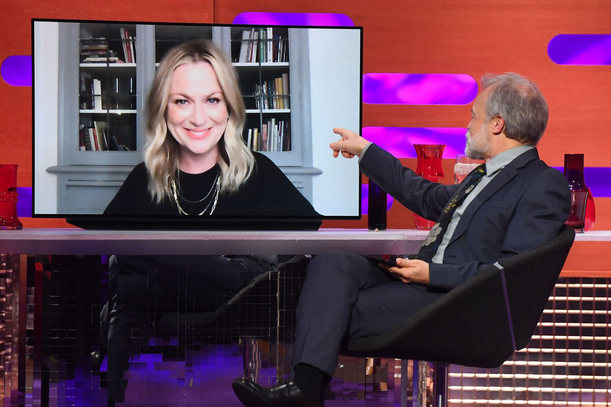 Amy Poehler chats with Graham Norton. Picture: PA Media on behalf of So TV
