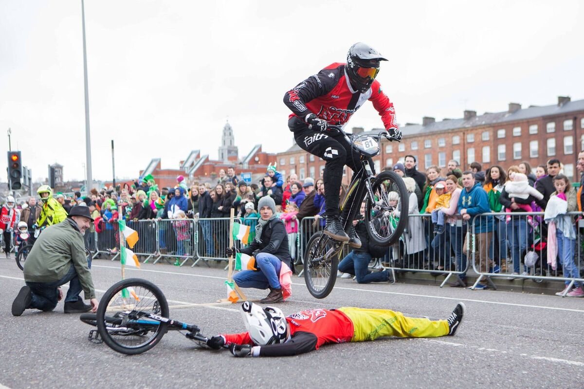 Cork BMX Club performing at the 2017 Parade. Picture: Darragh Kane