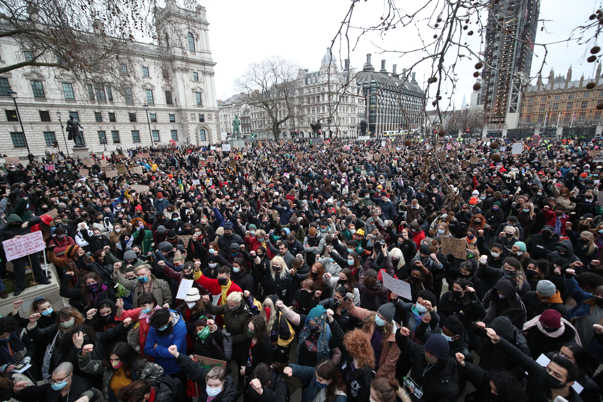 Hundreds of protesters chant ‘shame on you’ before march to London's Parliament Square