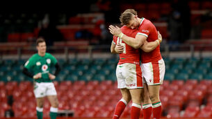 <p>Wales' Leigh Halfpenny and Dan Biggar celebrate after beating Ireland in the opening weekend of the Six Nations. While the loss ended Ireland's dreams of a Grand Slam, should Wales win their remaining games, it will also cost the IRFU financially, explains Peter Jackson. Picture: INPHO/Tommy Dickson</p>
