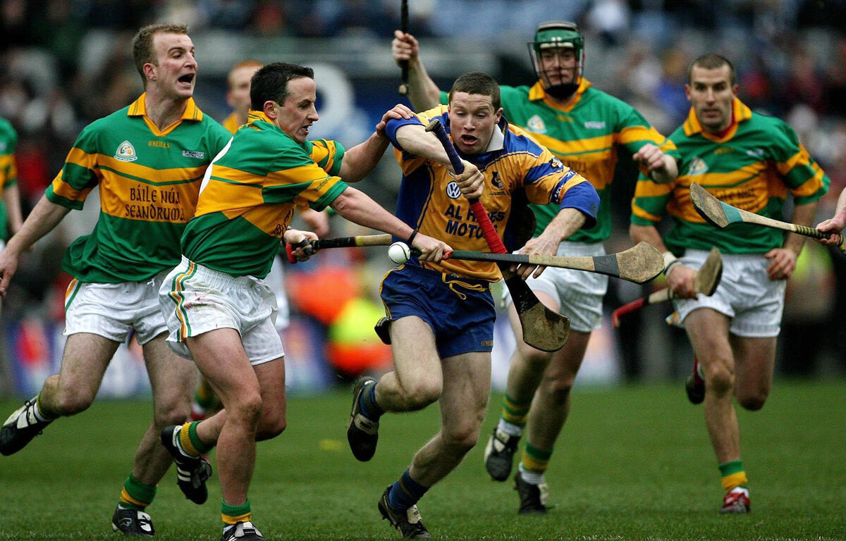 Damien Hayes of Portumna breaks through the Newtownshandrum defence during the AIB All Ireland club hurling final at Croke Park, Dublin, Friday March 17, 2006.