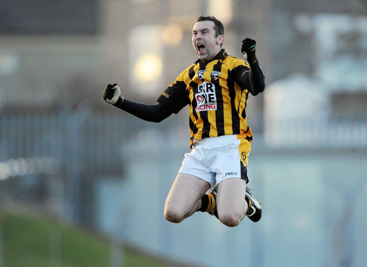 Oisín McConville, Crossmaglen Rangers, celebrates at the final whistle of the 2011 All-Ireland Senior Club Championship semi-final win over Kilmacud Crokes. Picture: Brian Lawless 