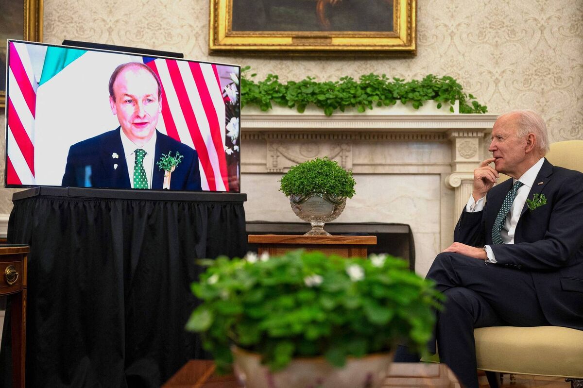 US President Biden spoke with the Taoiseach virtually earlier this evening. Picture: Jim Watson/AFP via Getty Images