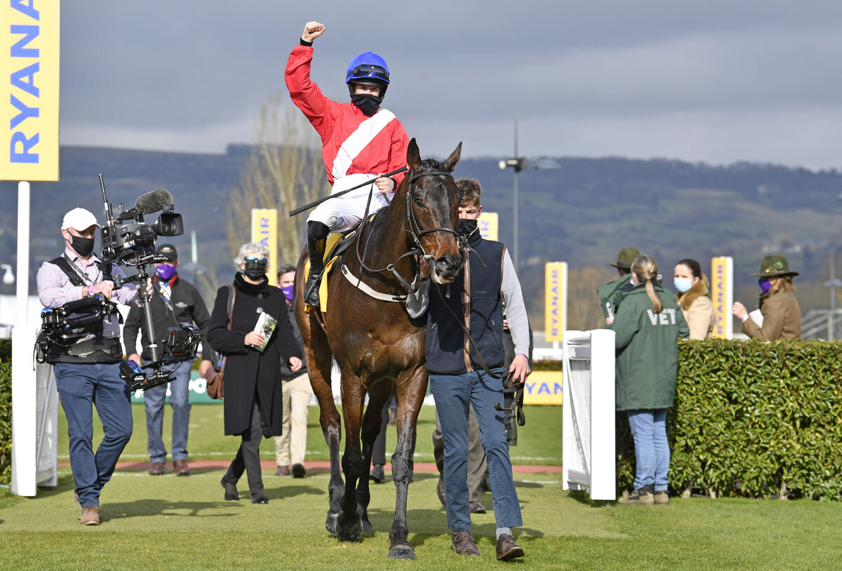 Allaho and Rachael Blackmore won for owners Cheveley Park Stud and trainer Willie Mullins with wife Jackie and groom Freddy Proctor. Picture: Healy Racing