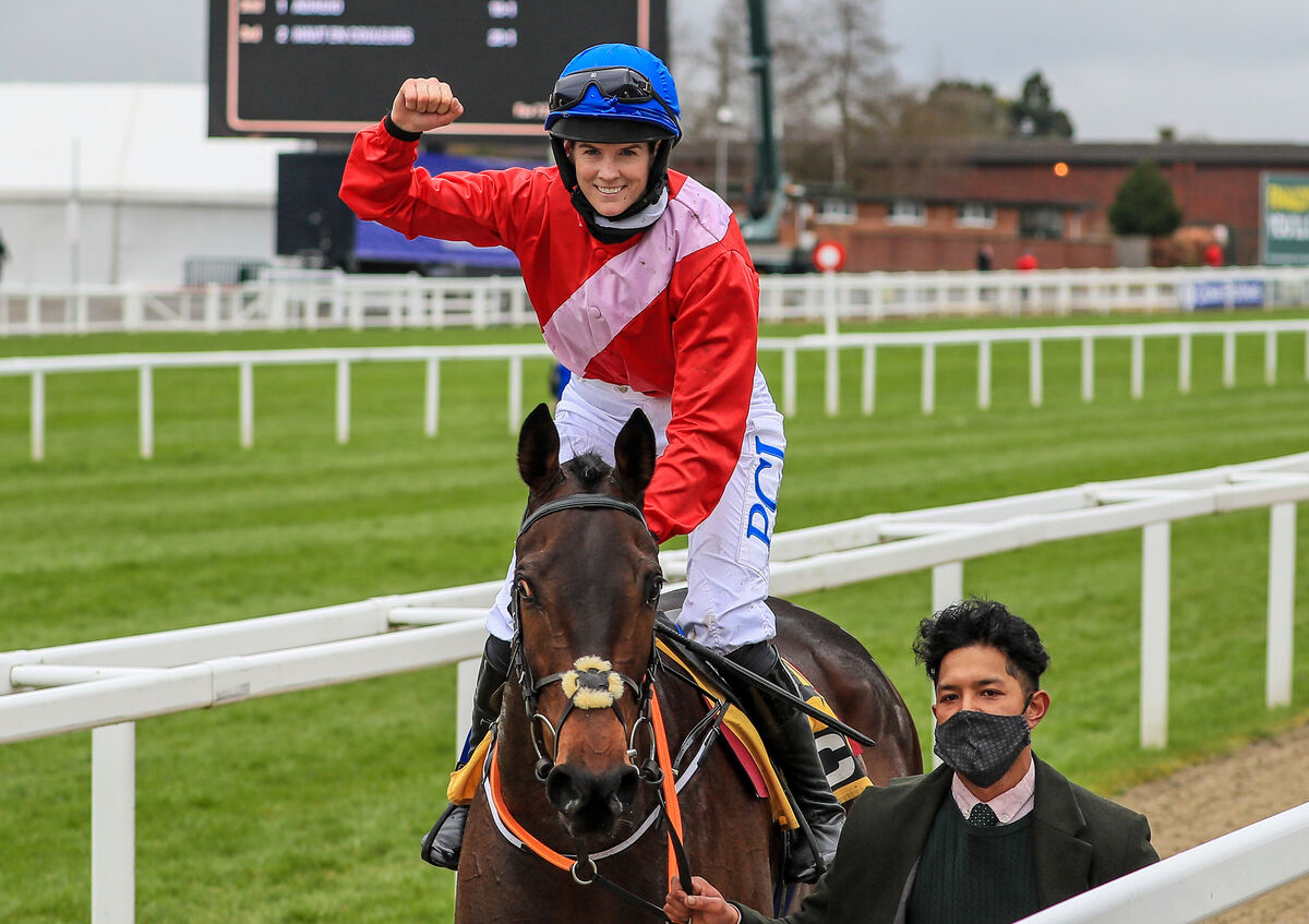 Rachael Blackmore celebrates on Quilixios. Picture: INPHO/Mark Cranham Rachael Blackmore celebrates on Quilixios. Picture: INPHO/Mark Cranham