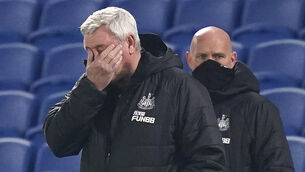 <p>A dejected Newcastle United manager Steve Bruce after defeat at Brighton. Picture: John Walton</p>