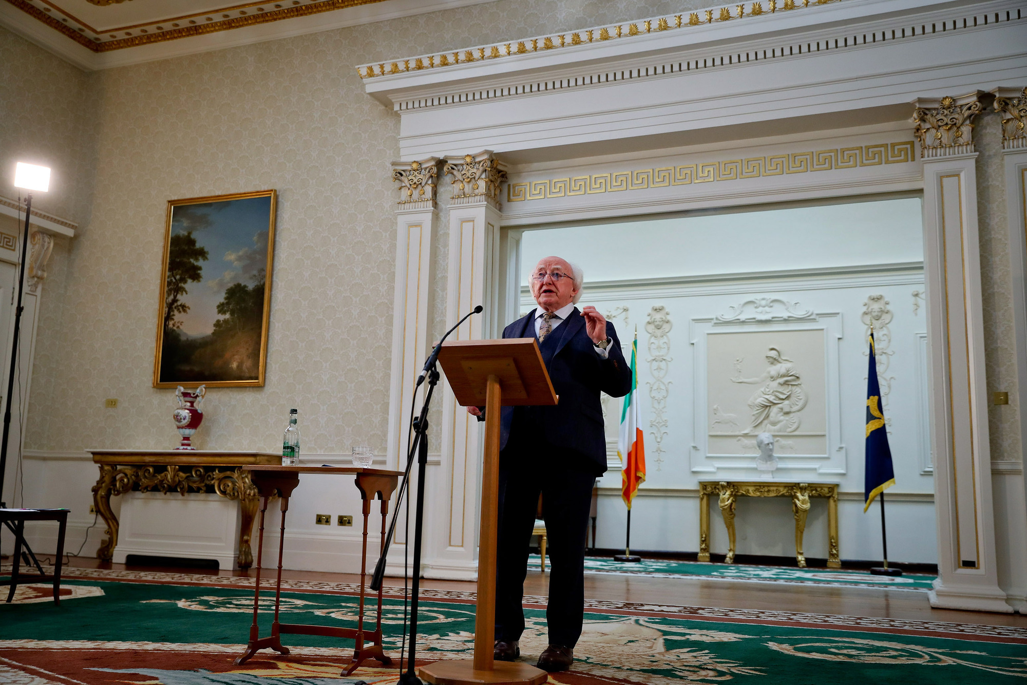 President Michael D Higgins and his Sabine were 'grateful' to get the jab. File picture: Maxwell's