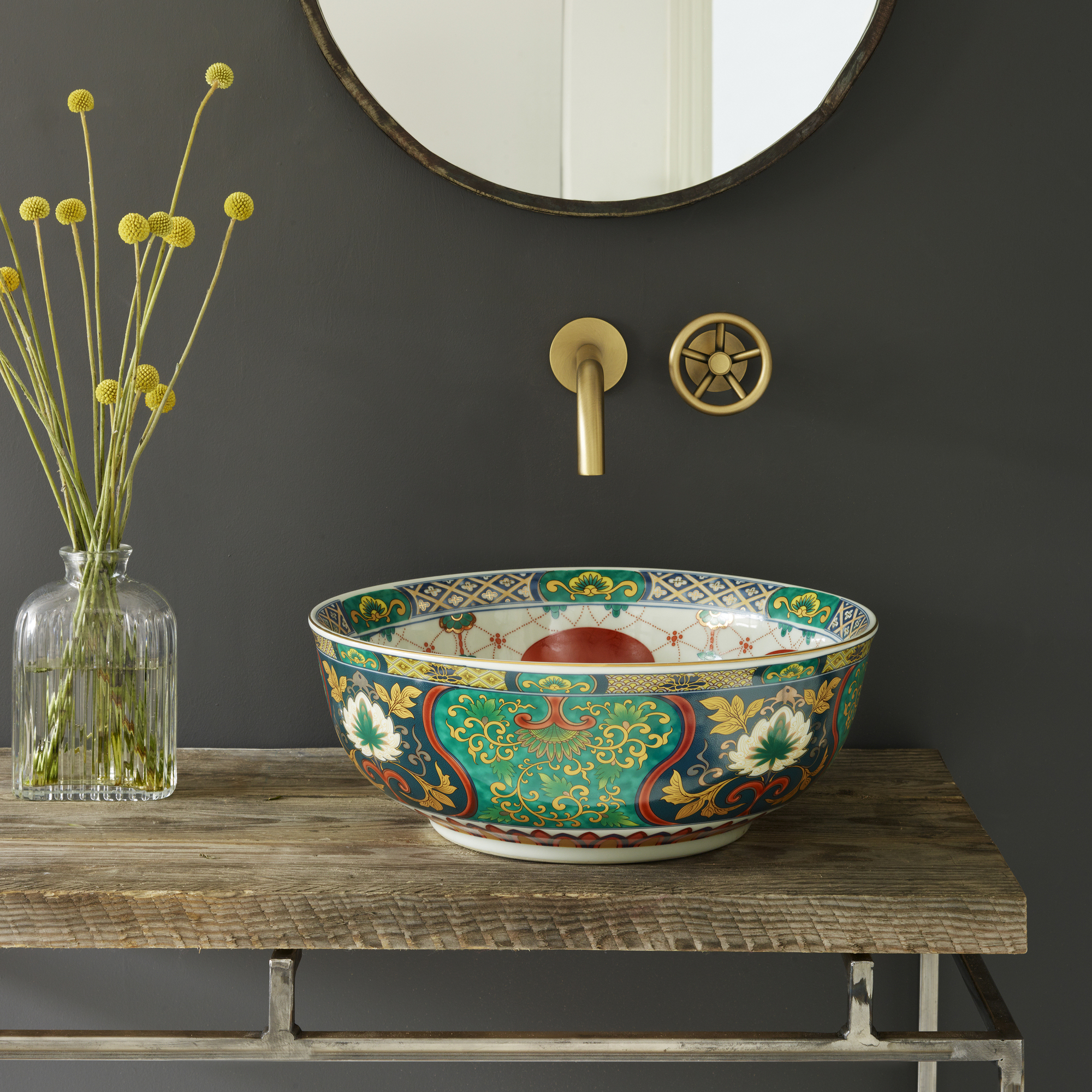 Hand-finished, these basins by The London Basin Co, are perfect for a flash of colour and restrained nostalgia. This Adriana, pictured, is priced from €846, londonbasincompany.com; tap: Watermark Collection, thewatermarkcollection.eu