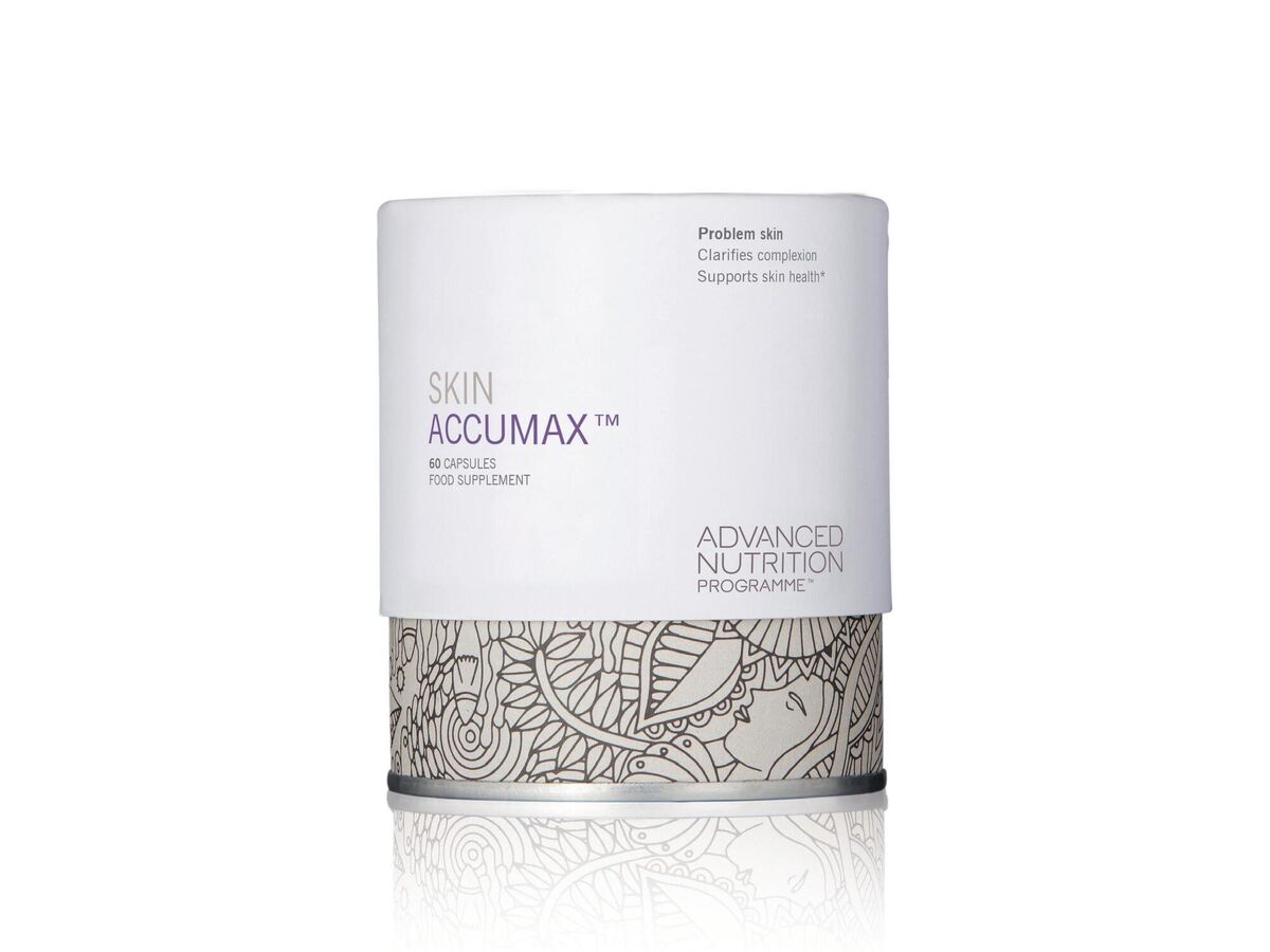 The Advanced Nutrition Programme Skin Accumax capsules contain a phytonutrient to address hormonal breakouts. 