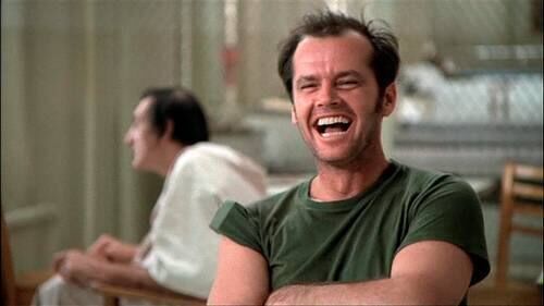 Jack Nicholson in One Flew Over the Cuckoo's Nest. 