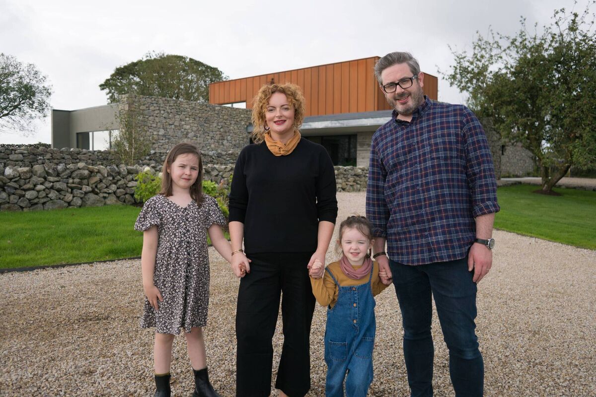 Tanya Lee Conroy and Noel Conroy and their children at their modernist County Galway home.