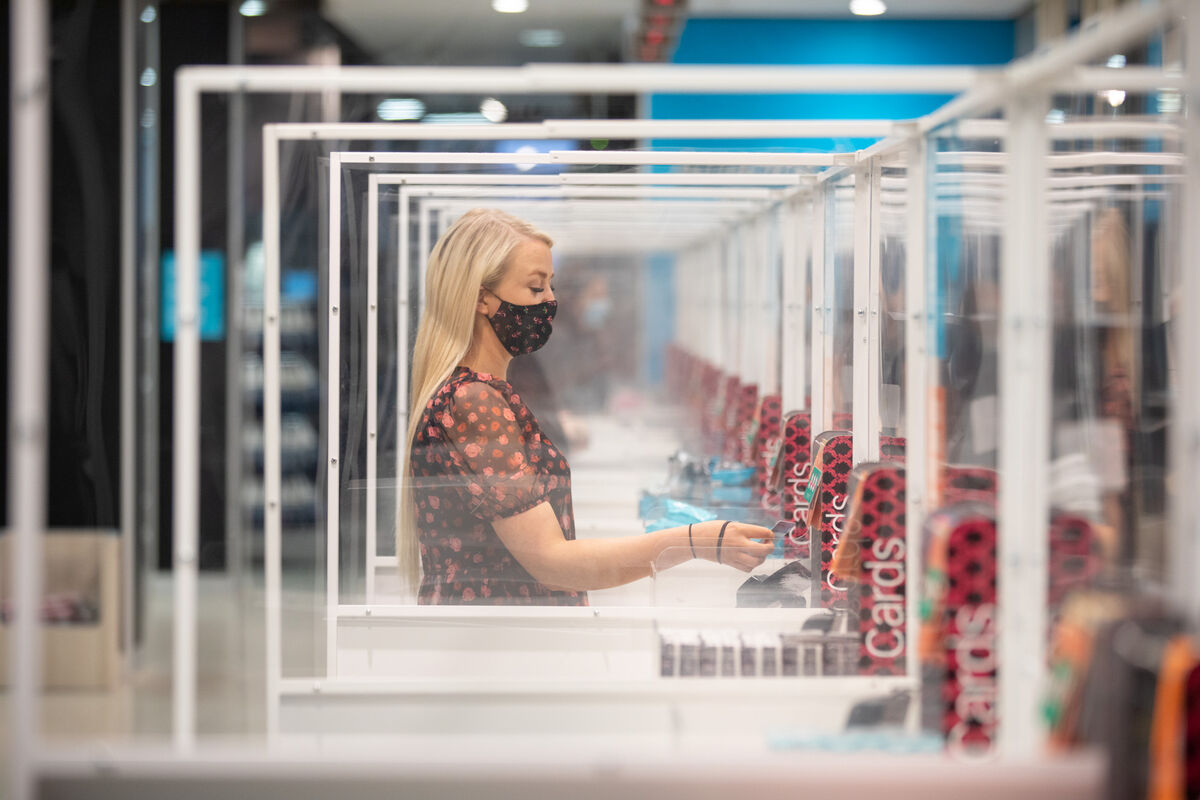 Perspex screens at tills in Penneys. Picture: Naoise Culhane Perspex screens at tills in Penneys. Picture: Naoise Culhane