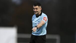 <p>Referee Robert Hennessy during the SSE Airtricity League Premier Division match between Sligo Rovers and Cork City last year. Hennessy will take charge of the World Cup qualifier between Belarus and Estonia at the weekend. Picture: Harry Murphy/Sportsfile</p>