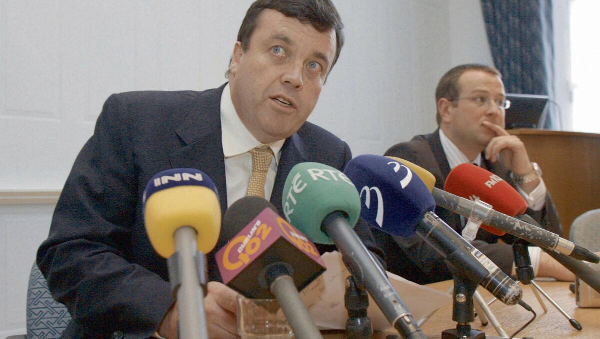 Then finance minister Brian Lenihan and press officer Eoin Dorgan at Government Buildings on September 9, 2008, when he announced the government would guarantee all deposits in Irish banks. Picture: Mark Stedman/RollingNews.ie