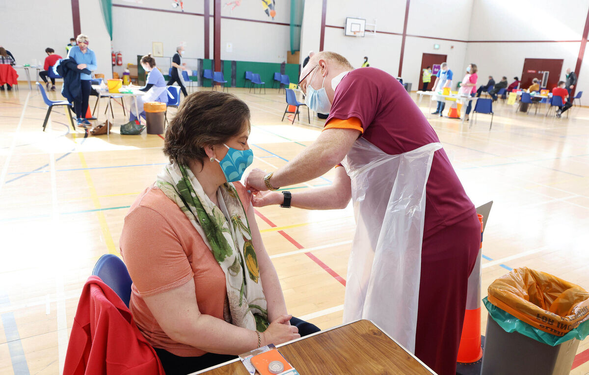 First Minister Arlene Foster receiving her first Covid vaccination in Fermanagh on Friday. Kelvin Boyes/Press Eye/PA Wire