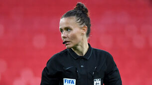<p>Rebecca Welch has refereed seven National League games this season. Picture: Facundo Arrizabalaga/PA</p>