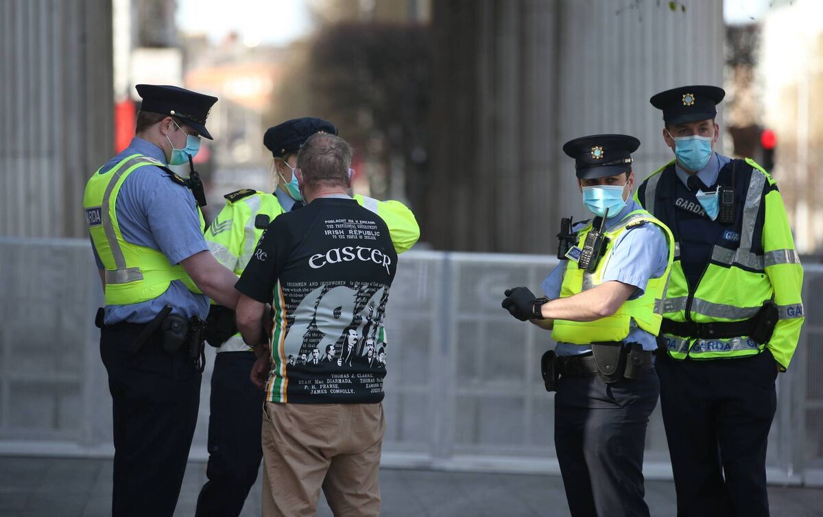 Gardaí patrolled areas of Dublin city on Easter Sunday. Photo: Stephen Collins/Collins Photos